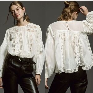 Anthropologie White Lace Blouse